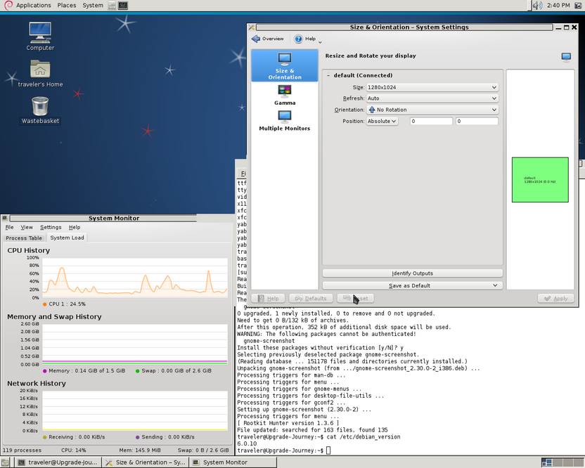 Gnome 2.30.2 desktop on Debian Squeeze