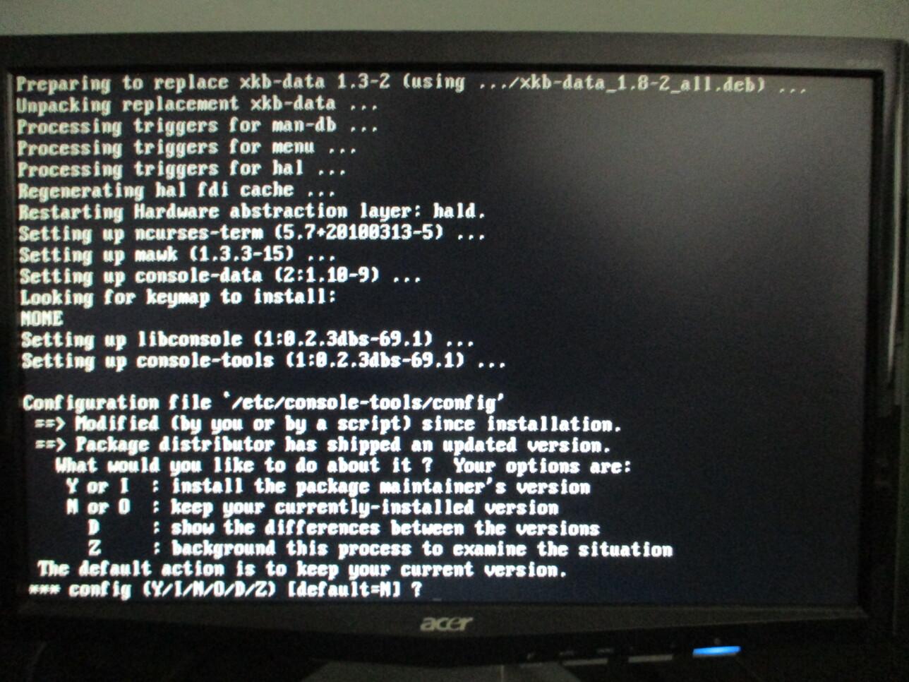 Asking whether to keep existing conf file.