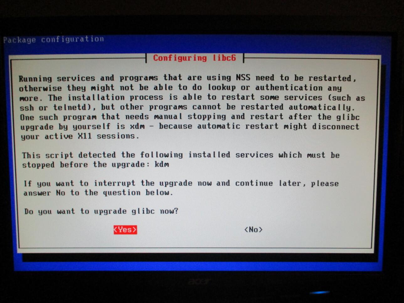 Prompt glibc requires services to restart