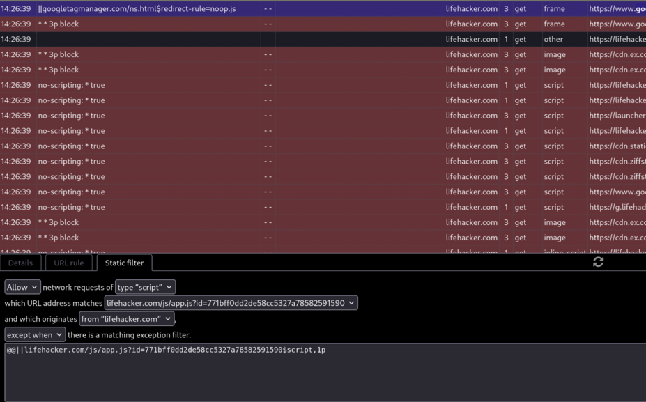 Rule creation for individual assets in the logger