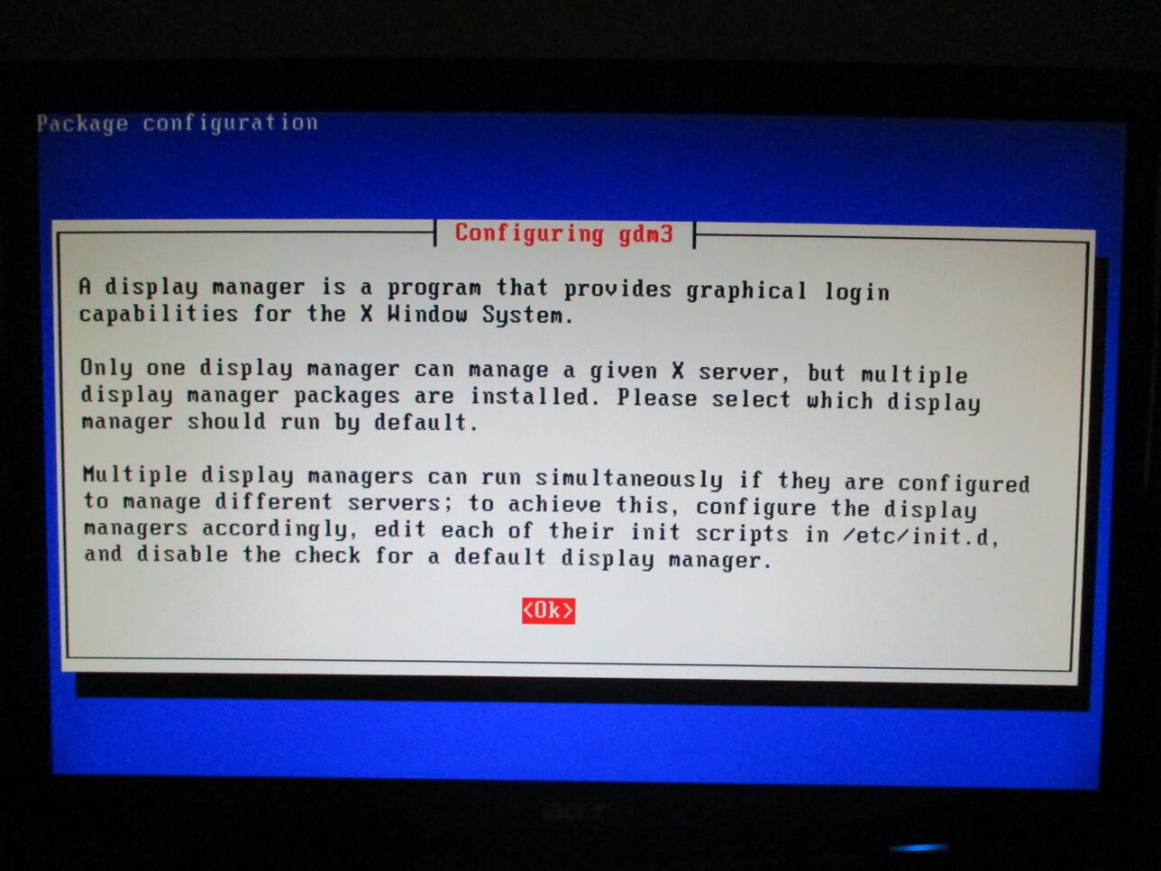 Prompt to configure the display manager