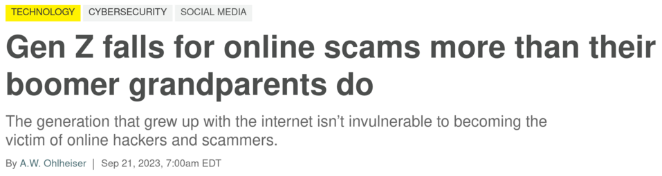 Gen Z falls for online scams more than their boomer grandparents do